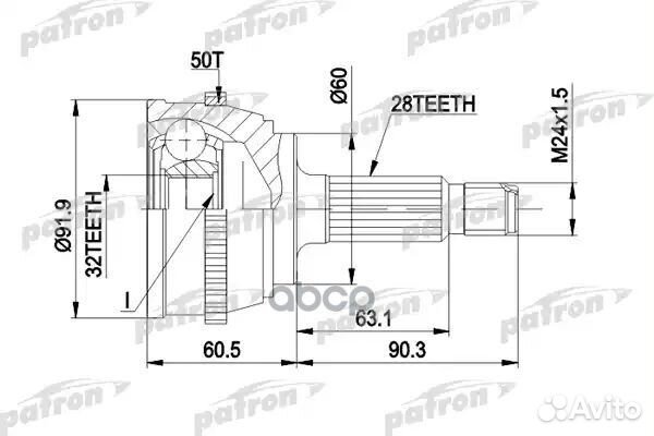 ШРУС наружн к-кт 28x60x32 ABS:50T honda: accord