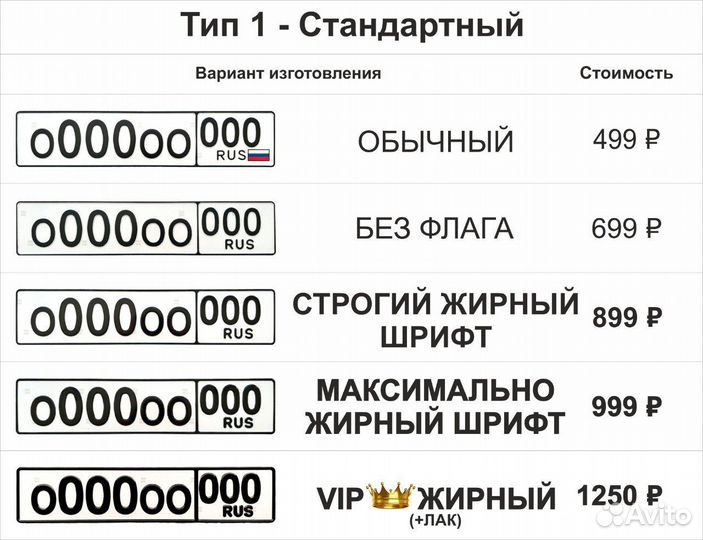 Госномера Дубликаты. Жирный шрифт, обычные