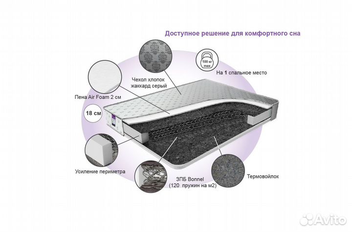 Матрас 90х200см