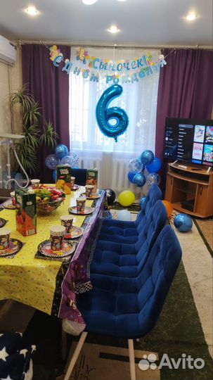 Растяжка с днем рождения и цифра 6