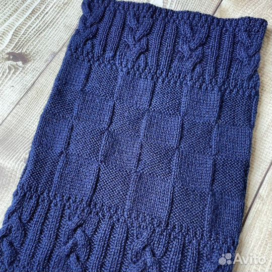 Снуд вязаный синий из шерсти Cardinale