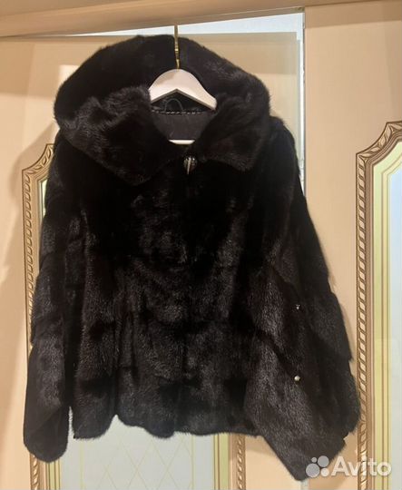 Шуба норковая с капюшоном
