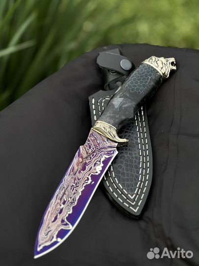 Нож Лев никелированный дамаск Авито Кизляр ножи