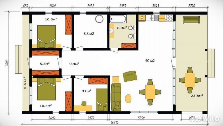 Каркасный дом 130м2