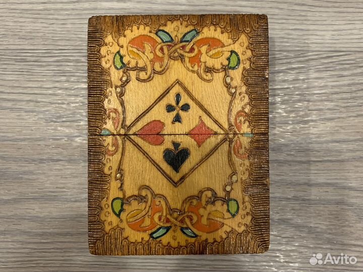 Деревянная коробка для игральных карт СССР