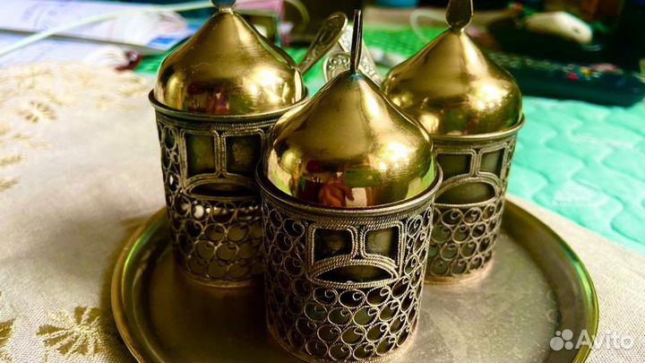 Набор для специй винтаж СССР Три богатыря мельхиор