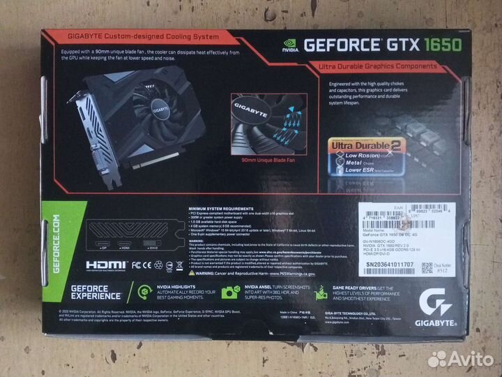 Видеокарта gigabyte GeForce gtx 1650