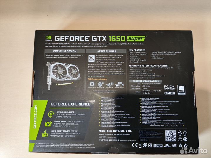 Видеокарта MSI GeForse GTX 1650 super Ventus OS