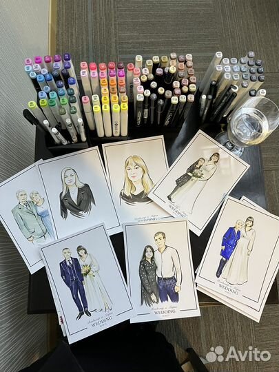 Художник на свадьбу, скетчи, быстрые портреты