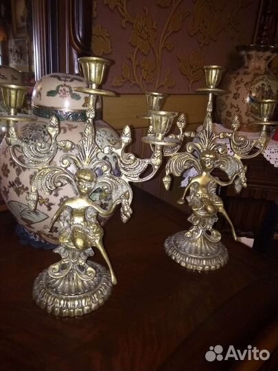 Старинные бронзовые подсвечники Испания