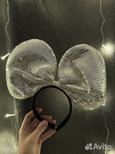 Ободок бантик с пайетками