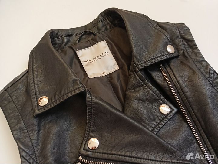 Платье кожаное мини чёрное XS сарафан из кожи 40