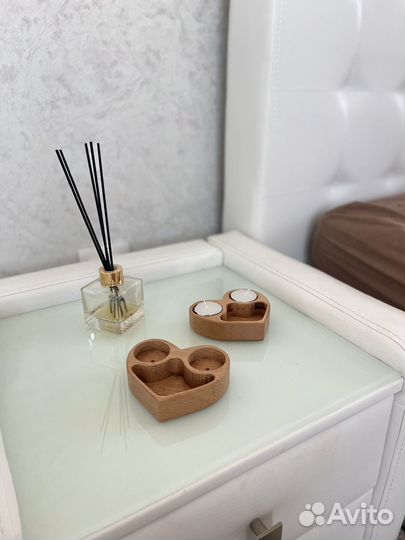 Валентинки подсвечник деревянный