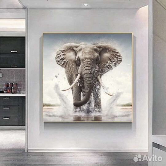 Современная картина маслом слон