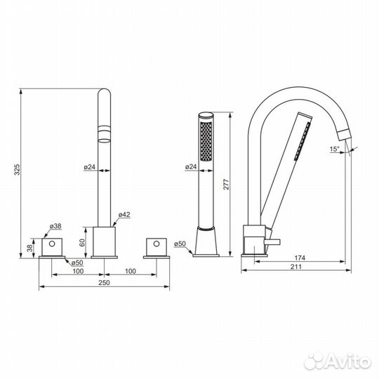 360400000 Scandinavian смеситель ванны хром