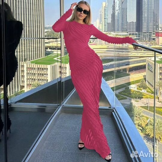 Платье красное макси