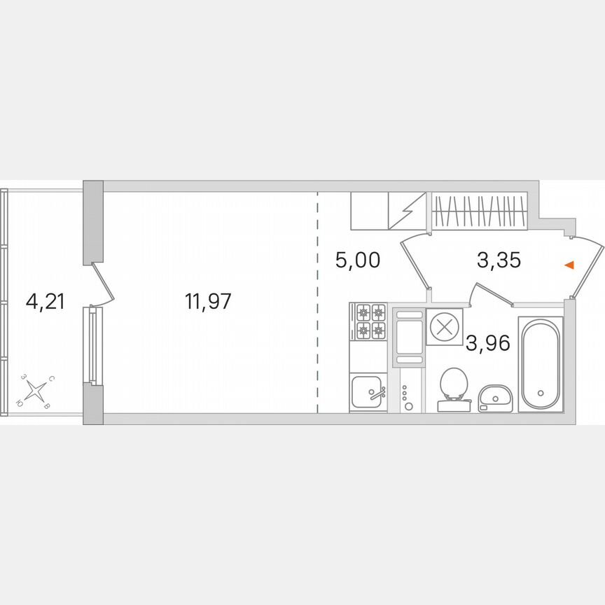 Квартира-студия, 25,5 м², 4/8 эт.