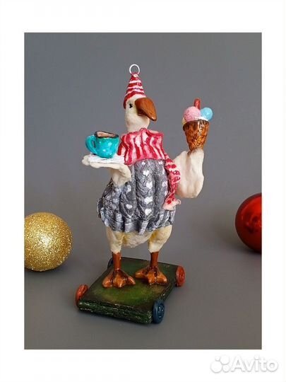 Ватная ёлочная игрушка Гусь