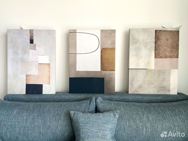 Картины панно абстракция 3 шт холст