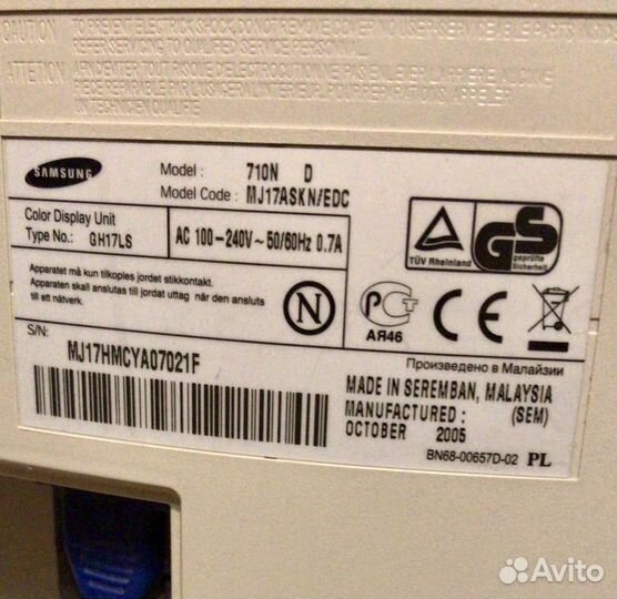 Монитор samsung syncmaster 710n