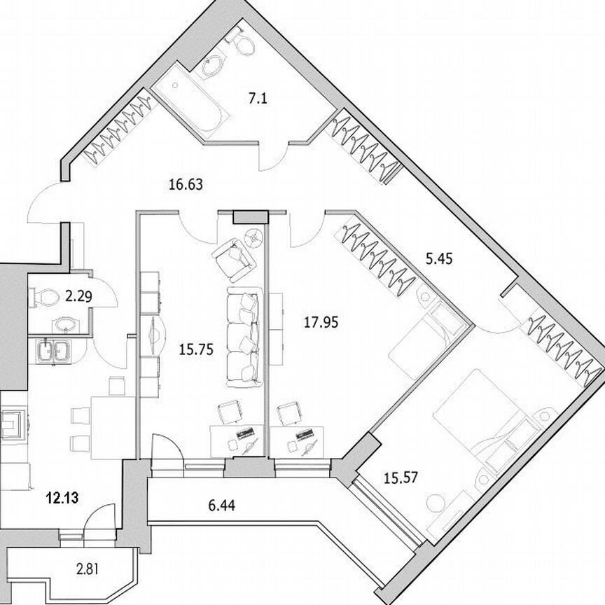 3-к. квартира, 102,1 м², 11/25 эт.