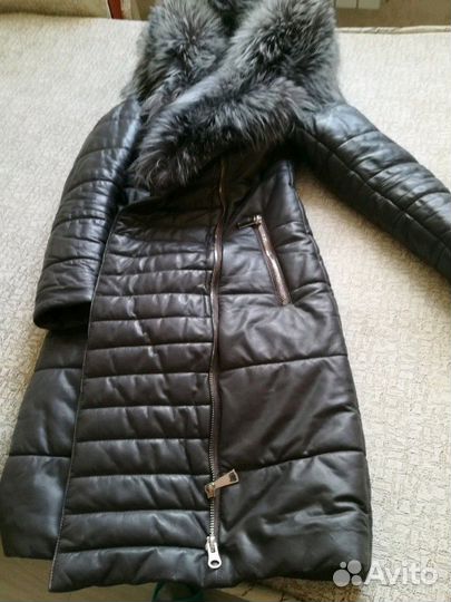 Пуховик кожаный