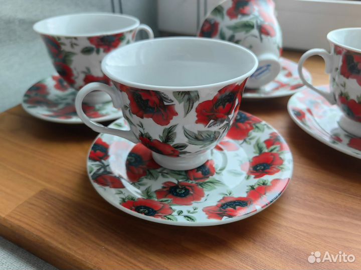 Чайный набор фарфор 8 предметов на подставке