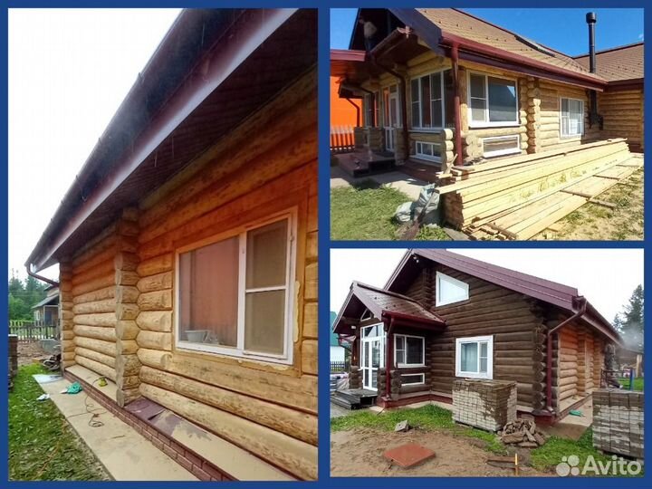 Шлифовка сруба, покраска сруба