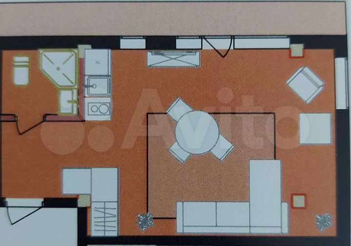 Своб. планировка, 37 м², 3/3 эт.