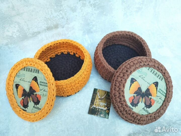 Вязаные корзинки