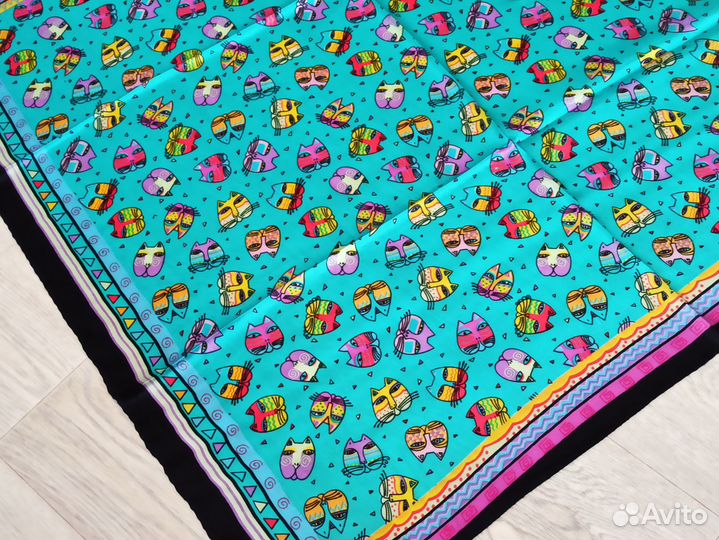 Бирюзовый Шелковый платок новый