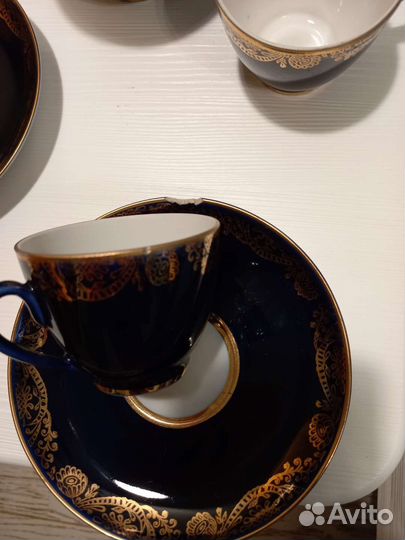 Сервиз чайная пара лфз СССР золотой фриз кобальт