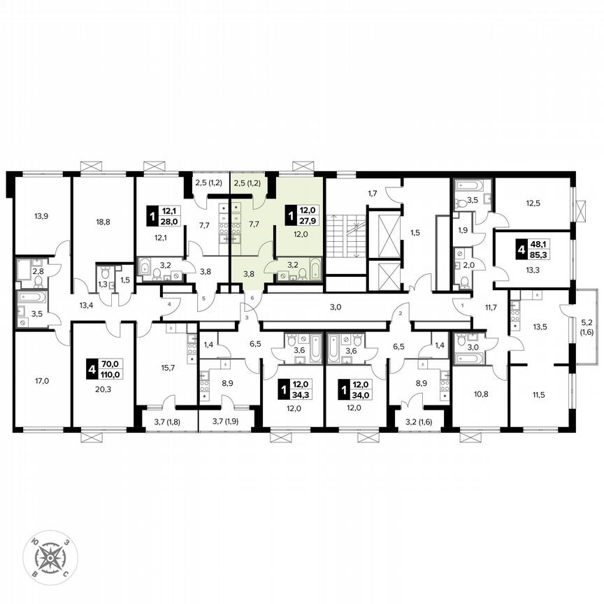 1-к. квартира, 27,9 м², 7/15 эт.