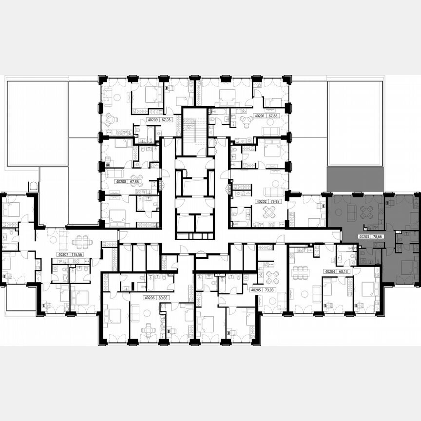 2-к. квартира, 78,7 м², 2/15 эт.