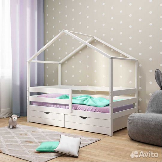 Кроватка высокий борт берёзаТеремок для малыша