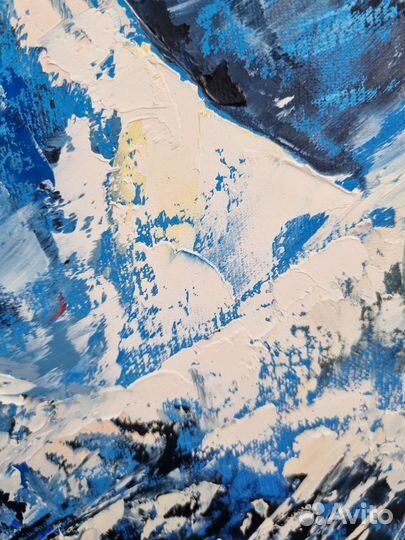 Картина маслом горный пейзаж горы 50х60 см