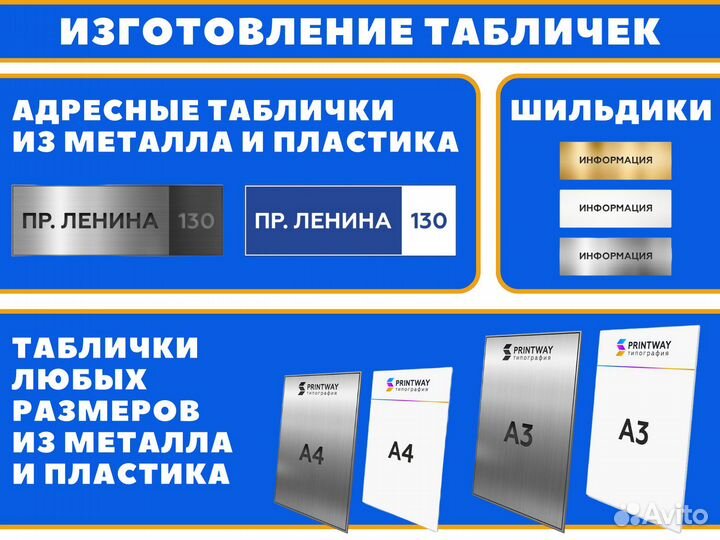 Таблички, адресные таблички, шильдики