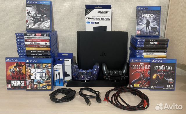 Sony ps4 slim чёрная + игры Ps4