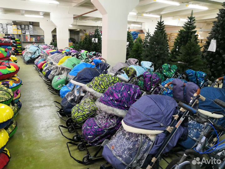 Санки коляска с большими колесами