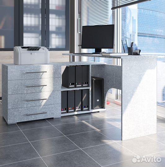 Стол компьютерный Алькор в цвете Бетон