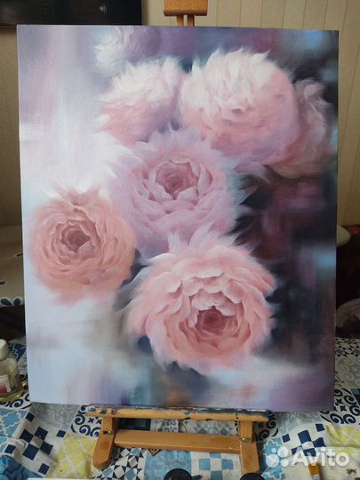 Картина маслом Пионы