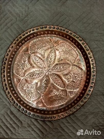 Медный поднос или настенная тарелка 41см