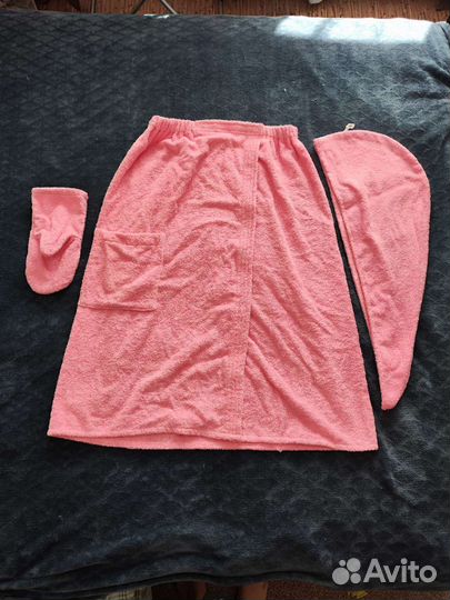 Комплект для ванной. Полотенце, тюрбан, варежка