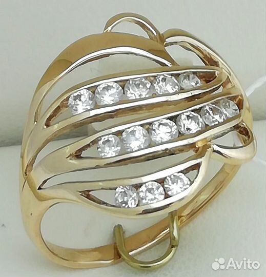 Кольцо / размер 17 / 2,51г / Золото585 / фианиты круглые