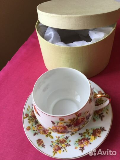 Чайная пара фарфор лфз кобальт позолота