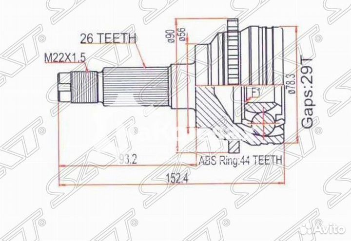 Шрус наружный mazda familia BJ# RF/premacy 2WD 98