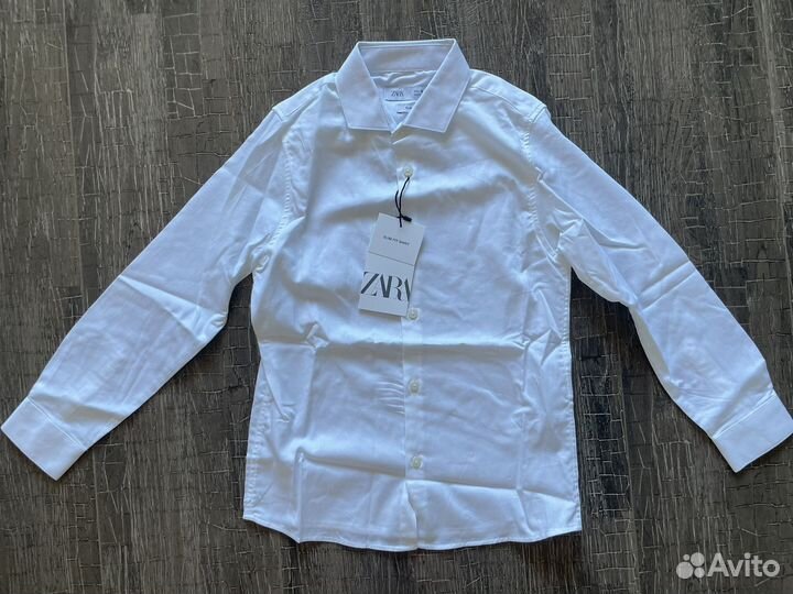 128,Новая белая рубашка для мальчика Zara