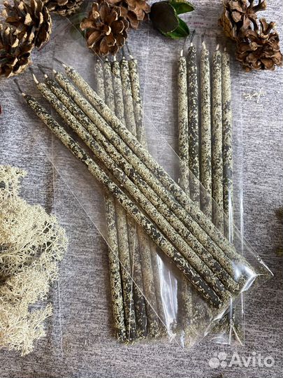 Свечи тонкие (черные) с полынью