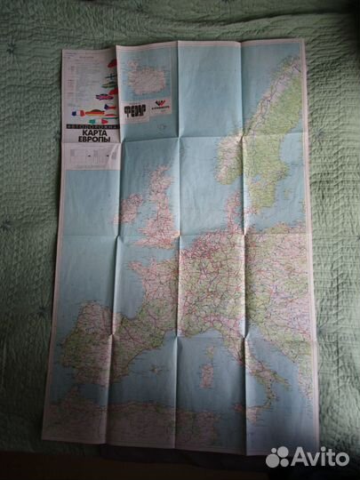 Автодорожная карта Европы. 1991 год