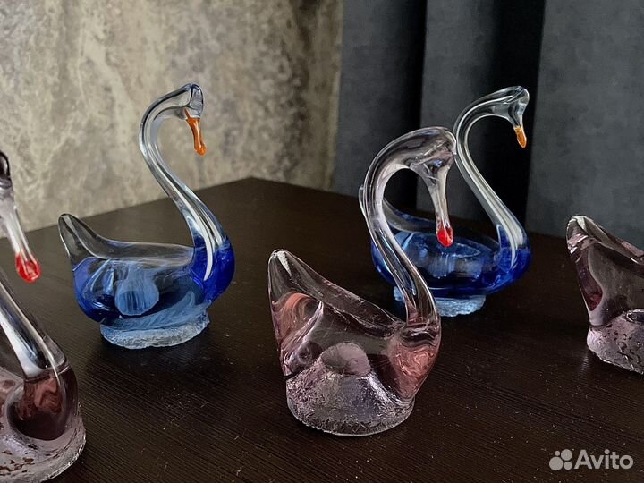 Хрустальный гуси лебеди 5 штук коллекционирование